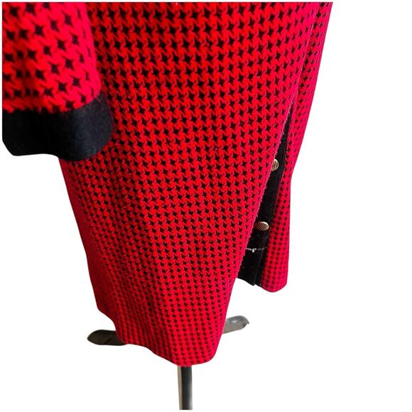 Robert Janan Designed By Eva Midi Vintage Houndstooth Dress Red & Black Size 6 - Picture 7 of 11